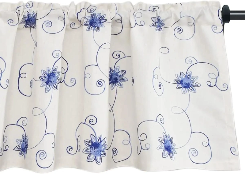 CENEFAS BORDADAS PARA VENTANAS CON DISEÑO FLORAL - 1