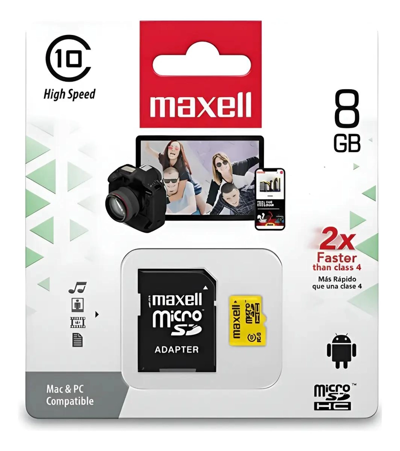 TARJETA MICROSD 8GB CLASE 10 PARA ALMACENAMIENTO RAPIDO - 1