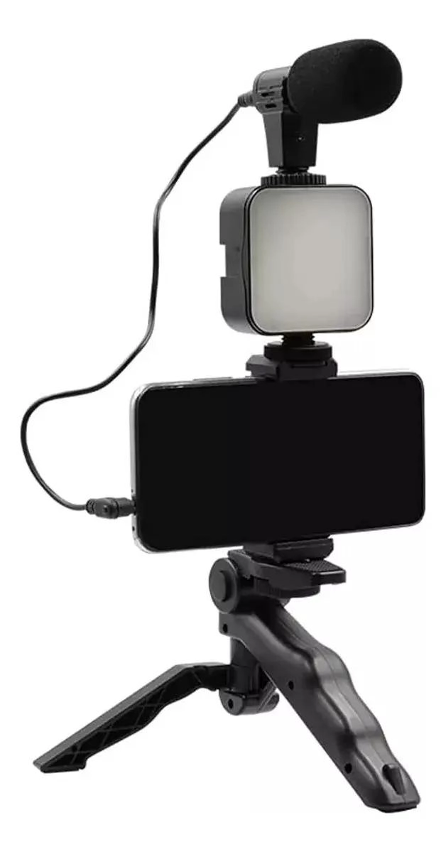 KIT DE ESTABILIZADOR PARA CELULAR CON MICROFONO Y LUZ LED - 3
