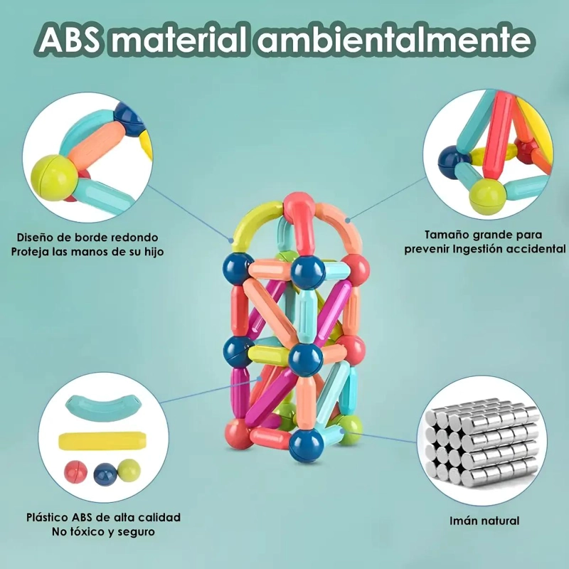 BLOQUES MAGNE TICOS DE CONSTRUCCION 68 PIEZAS PARA NIÑOS - 2