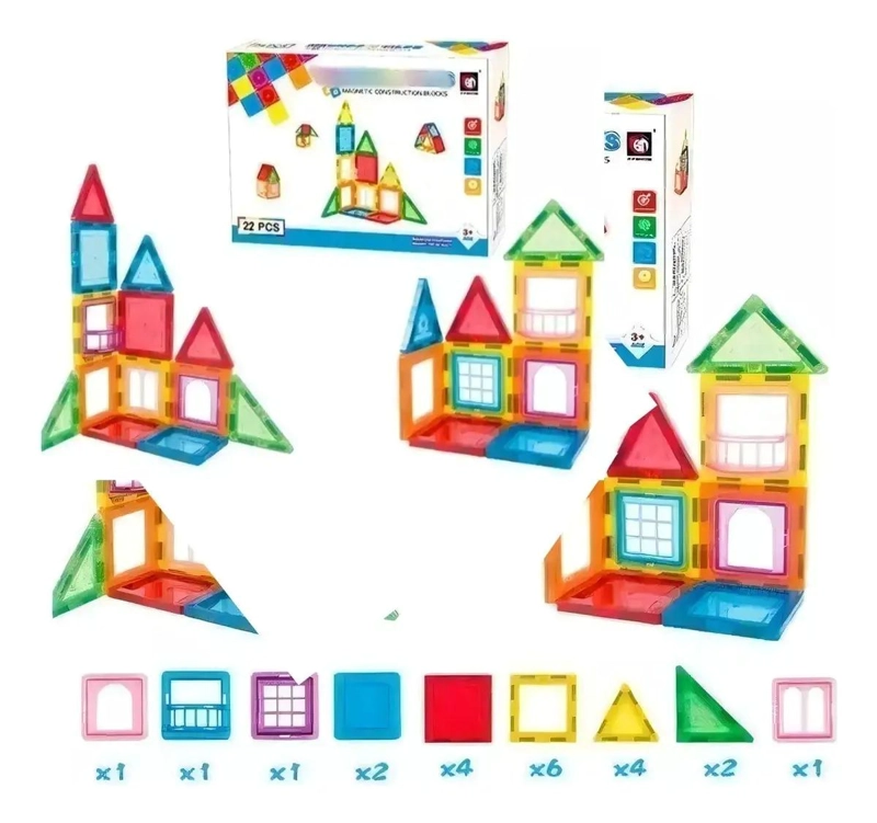 BLOQUES MAGNE TICOS DE CONSTRUCCION 22 PIEZAS PARA NIÑOS - 2