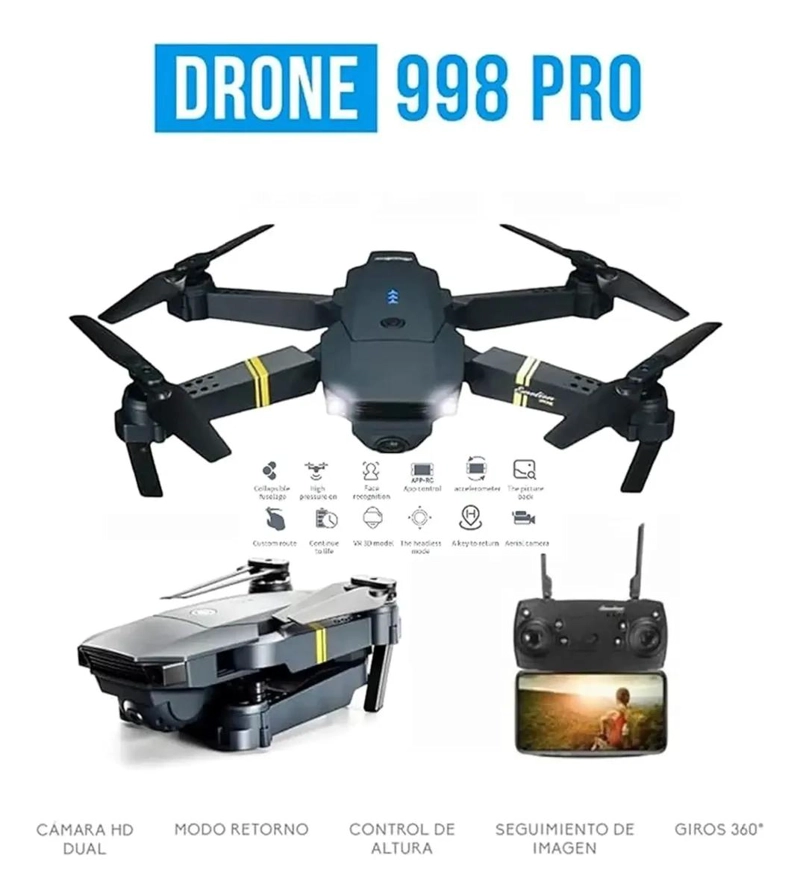 DRON 4K CON CAMARA DUAL Y CONTROL REMOTO 2.4GHZ - 4