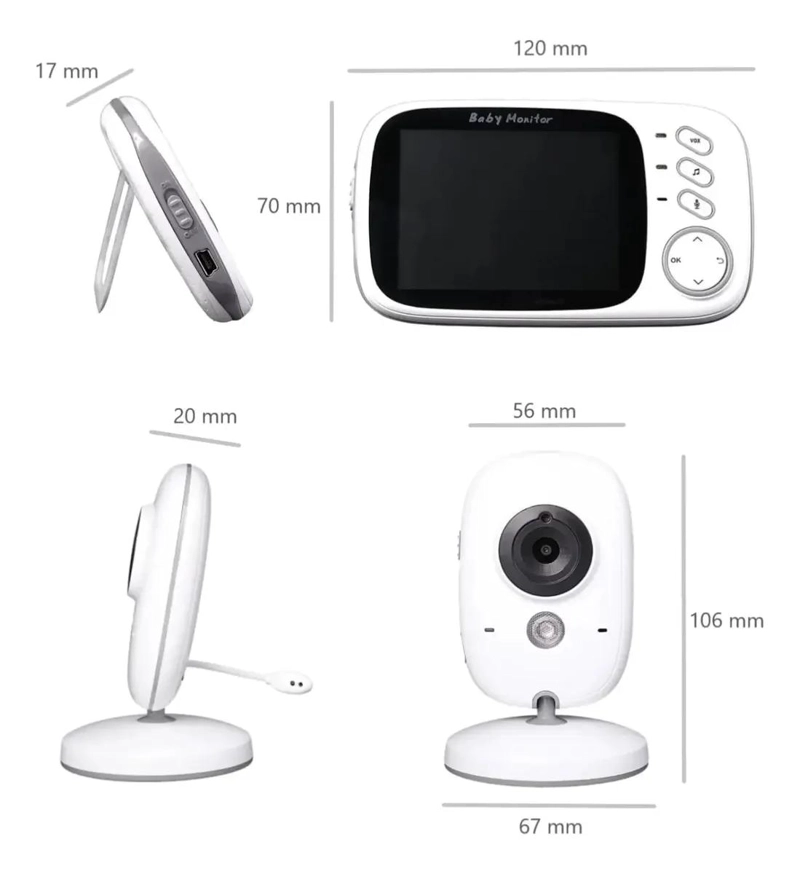 MONITOR DE BEBE  3.2 PULGADAS CON VISION NOCTURNA Y AUDIO - 3