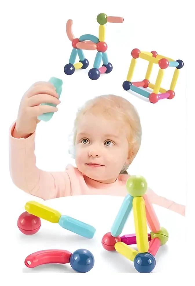 JUEGO DIDACTICO DE BLOQUES MAGNE TICOS PARA NIÑOS - 1