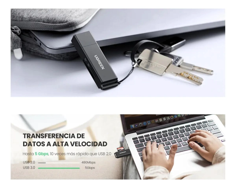 LECTOR DE TARJETAS SD PORTATIL USB 3.0 DE DOBLE RANURA - 4