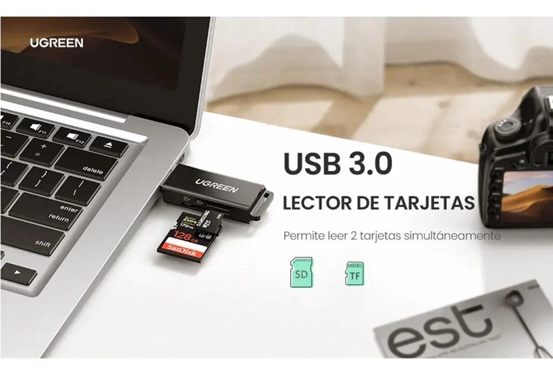 LECTOR DE TARJETAS SD PORTATIL USB 3.0 DE DOBLE RANURA - 6
