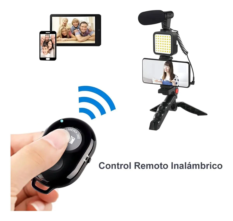 ESTABILIZADOR BLUETOOTH CON LUZ LED Y MICROFONO PARA CELULAR - 5