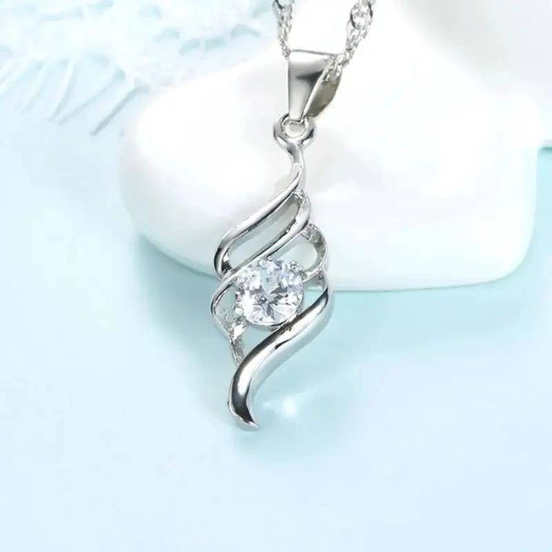 CONJUNTO DE AROS Y COLLAR DE PLATA 925 CON ZIRCONIA CUBICA - 5