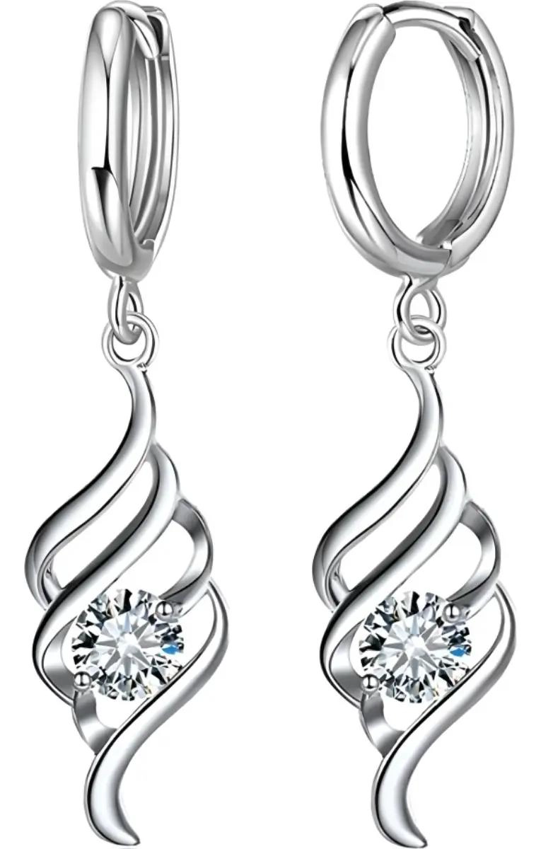CONJUNTO DE AROS Y COLLAR DE PLATA 925 CON ZIRCONIA CUBICA - 7