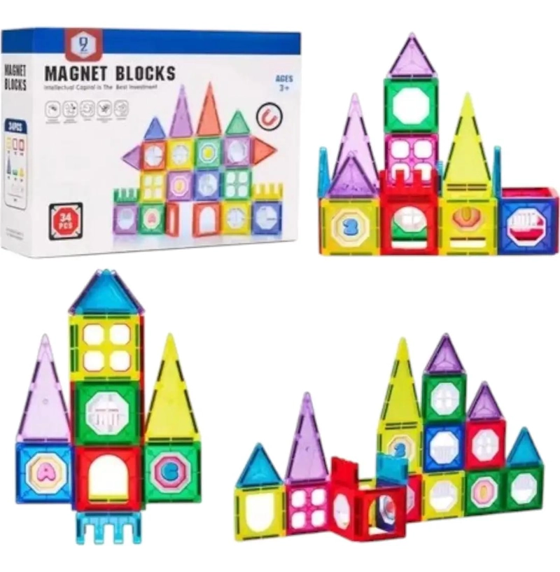BLOQUES MAGNE TICOS 3D PARA CONSTRUCCION CREATIVA DE 34 PIEZAS - 6