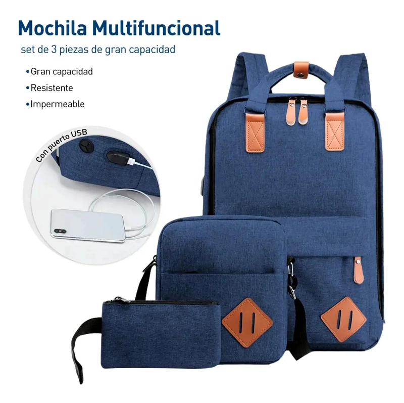 MOCHILA DE VIAJE MULTIFUNCIONAL CON CARGA USB Y ACCESORIOS - 5