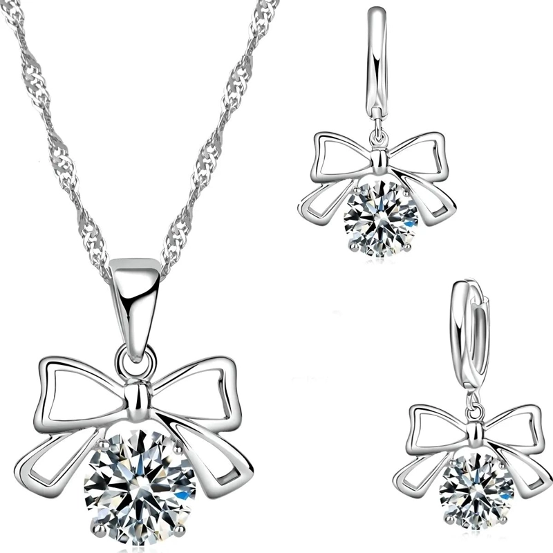 CONJUNTO DE AROS Y COLLAR DE PLATA 925 CON ZIRCONIA CUBICA - 7