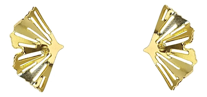AROS EN ABANICO CALADOS ENCHAPADOS EN ORO 18K - 1