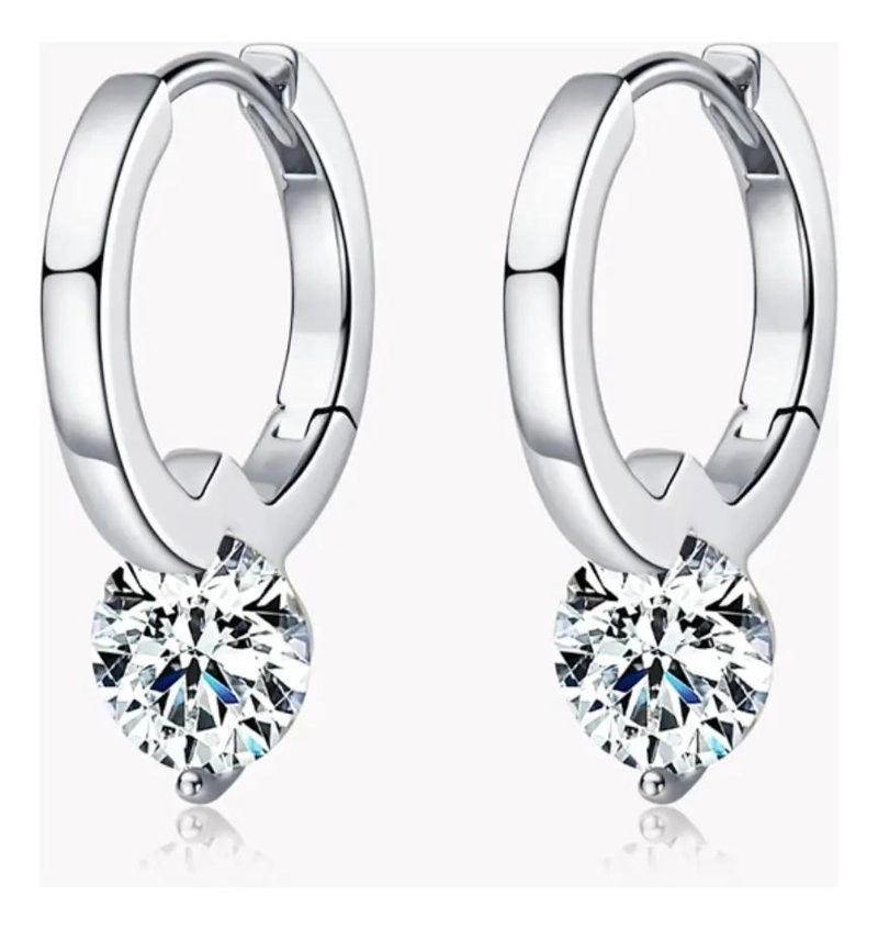 AROS HUGGIES CON MOISSANITA EN PLATA 925 Y BAÑO DE ORO - 1