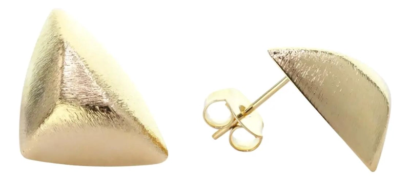 AROS ENCHAPADOS EN ORO CON DISEÑO TRIANGULAR SATINADO - 1