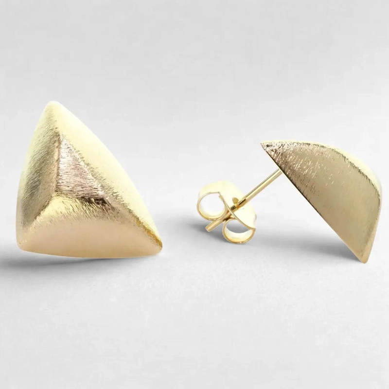 AROS ENCHAPADOS EN ORO CON DISEÑO TRIANGULAR SATINADO - 8