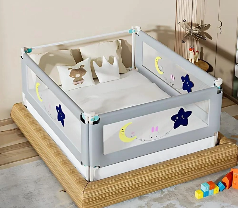 BARANDA DE CAMA PLEGABLE PARA BEBE S CON SEGURIDAD MEJORADA - 1