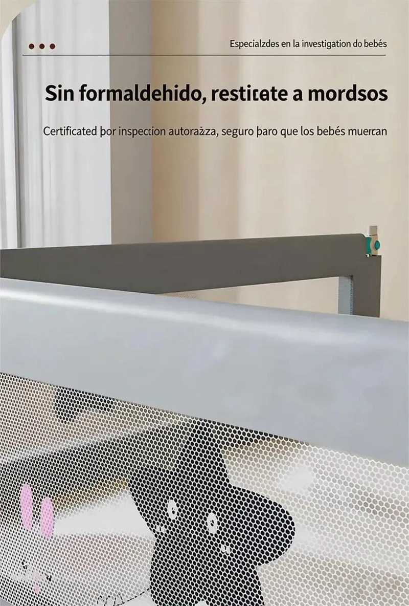 BARANDA DE CAMA PLEGABLE PARA BEBE S CON SEGURIDAD MEJORADA - 4