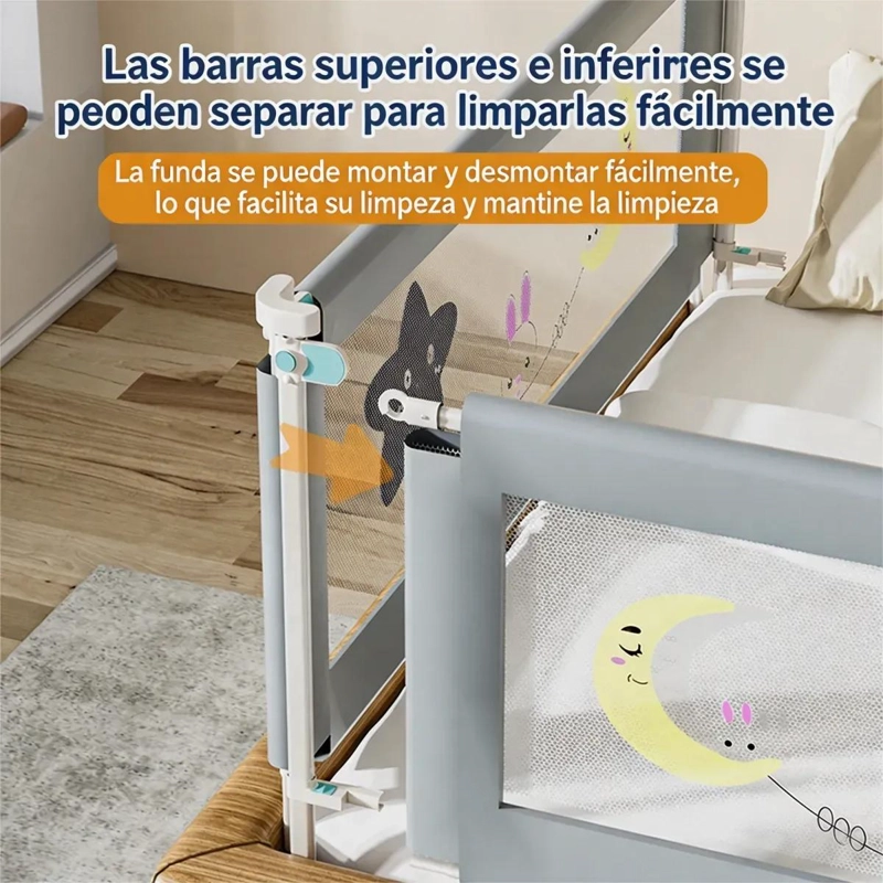 BARANDA DE CAMA PLEGABLE PARA BEBE S CON SEGURIDAD MEJORADA - 5