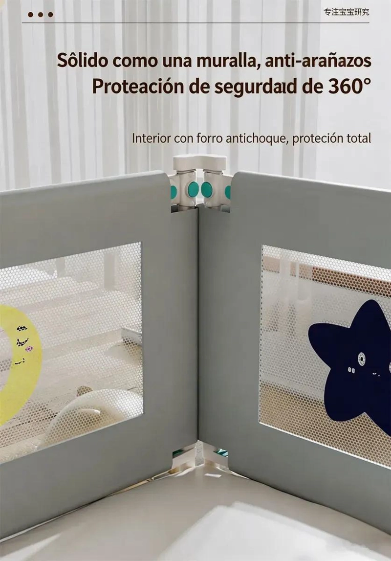 BARANDA DE CAMA PLEGABLE PARA BEBE S CON SEGURIDAD MEJORADA - 6