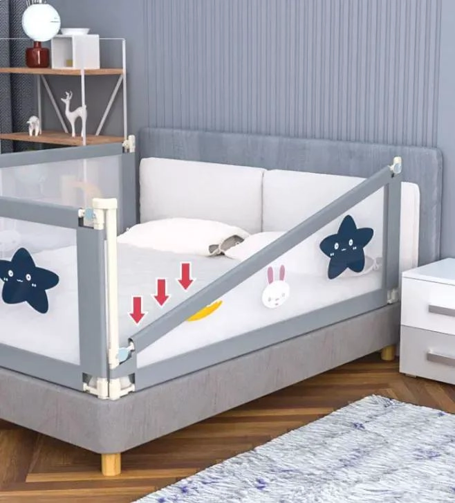 BARANDA DE CAMA PLEGABLE PARA BEBE S CON SEGURIDAD MEJORADA - 7