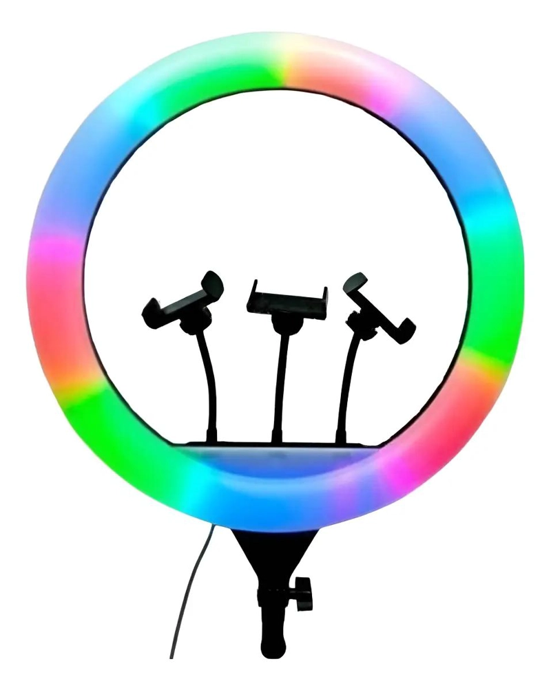 ARO DE LUZ LED RGB 56 CM CON TRIPODE Y SOPORTE PARA CELULAR - 1