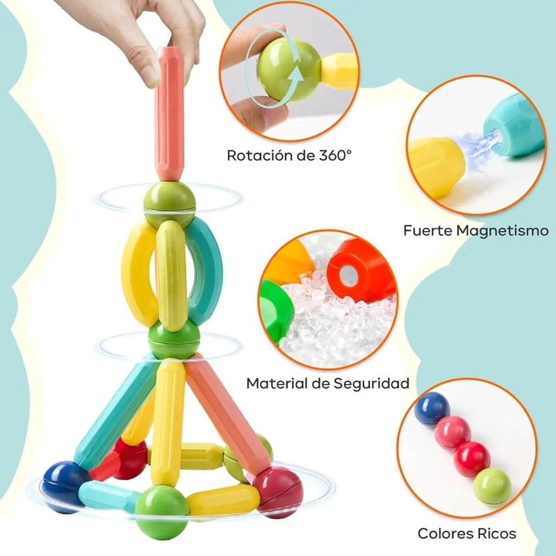JUGUETE DIDACTICO DE BLOQUES MAGNE TICOS PARA NIÑOS - 3