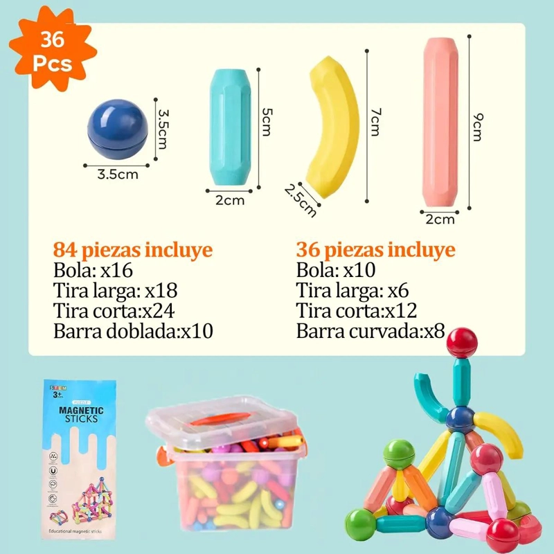 JUGUETE DIDACTICO DE BLOQUES MAGNE TICOS PARA NIÑOS - 5