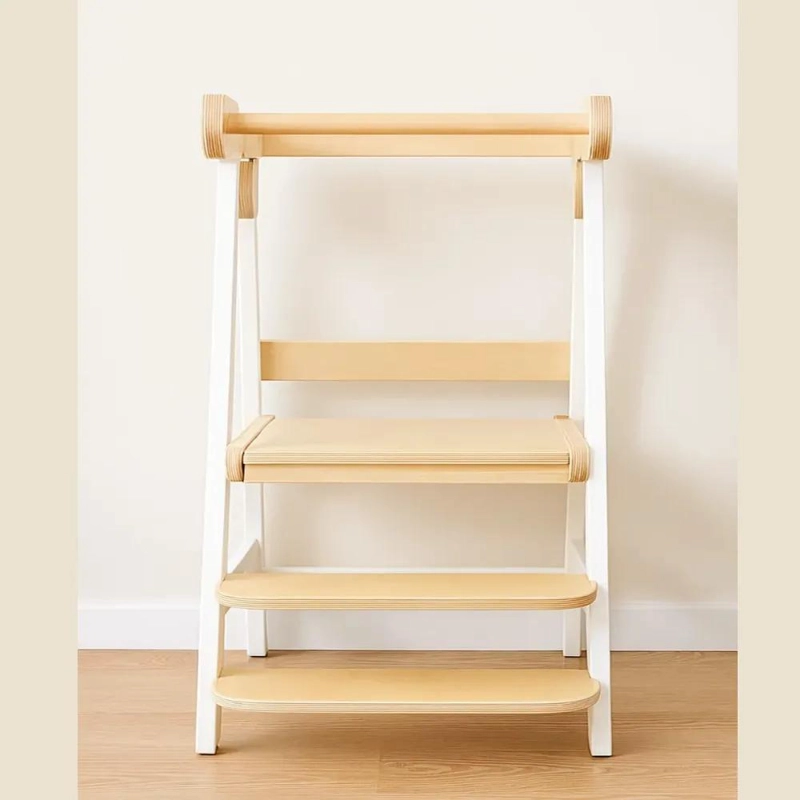 TORRE DE APRENDIZAJE PLEGABLE DE MADERA CON 3 NIVELES AJUSTABLES - 4