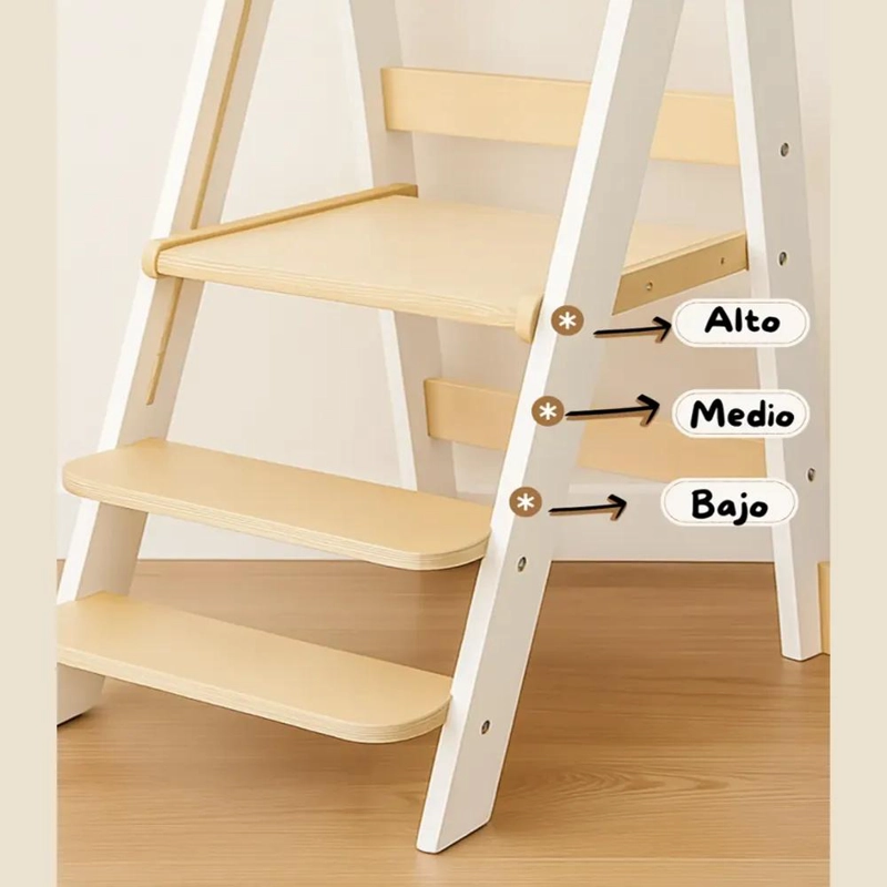 TORRE DE APRENDIZAJE PLEGABLE DE MADERA CON 3 NIVELES AJUSTABLES - 6