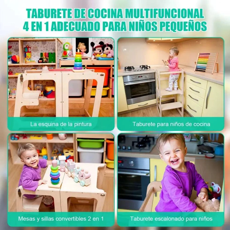 TORRE DE APRENDIZAJE PLEGABLE MULTIFUNCIONAL CON TABLERO - 6