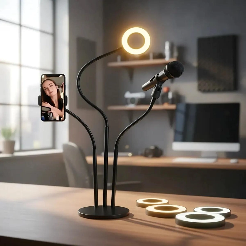 LAMPARA ANULAR 3 EN 1 CON SOPORTE AJUSTABLE Y LUZ LED - 5