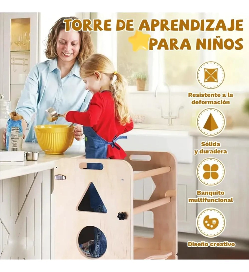 TORRE DE APRENDIZAJE MULTIFUNCIONAL 3 EN 1 CON PIZARRA - 4
