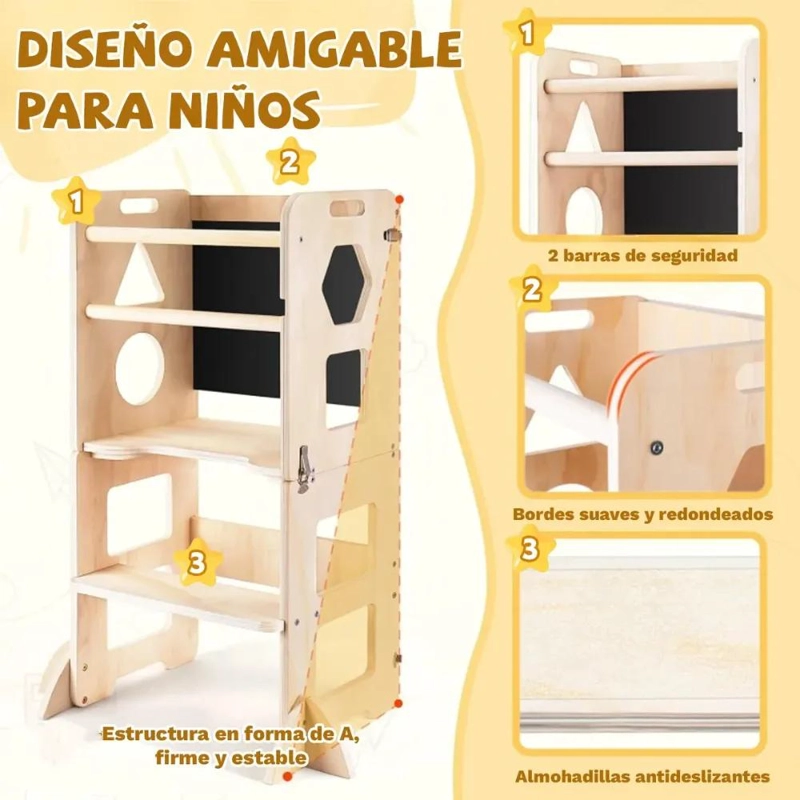 TORRE DE APRENDIZAJE MULTIFUNCIONAL 3 EN 1 CON PIZARRA - 5