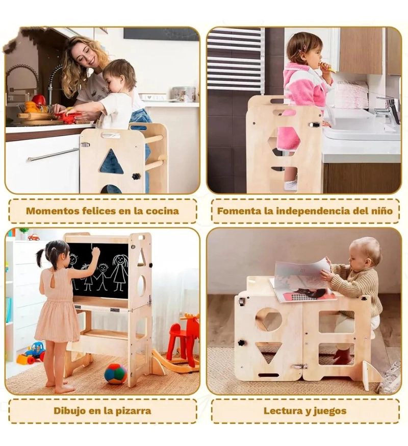 TORRE DE APRENDIZAJE MULTIFUNCIONAL 3 EN 1 CON PIZARRA - 7