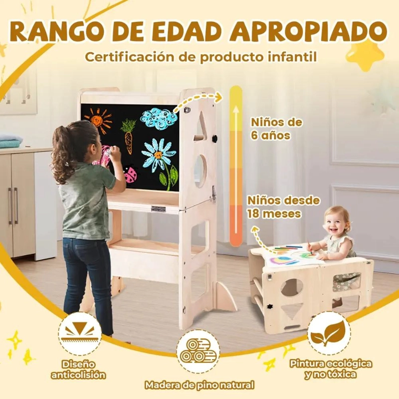 TORRE DE APRENDIZAJE MULTIFUNCIONAL 3 EN 1 CON PIZARRA - 8