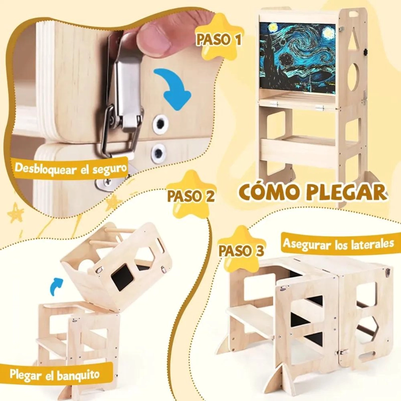 TORRE DE APRENDIZAJE MULTIFUNCIONAL 3 EN 1 CON PIZARRA - 9