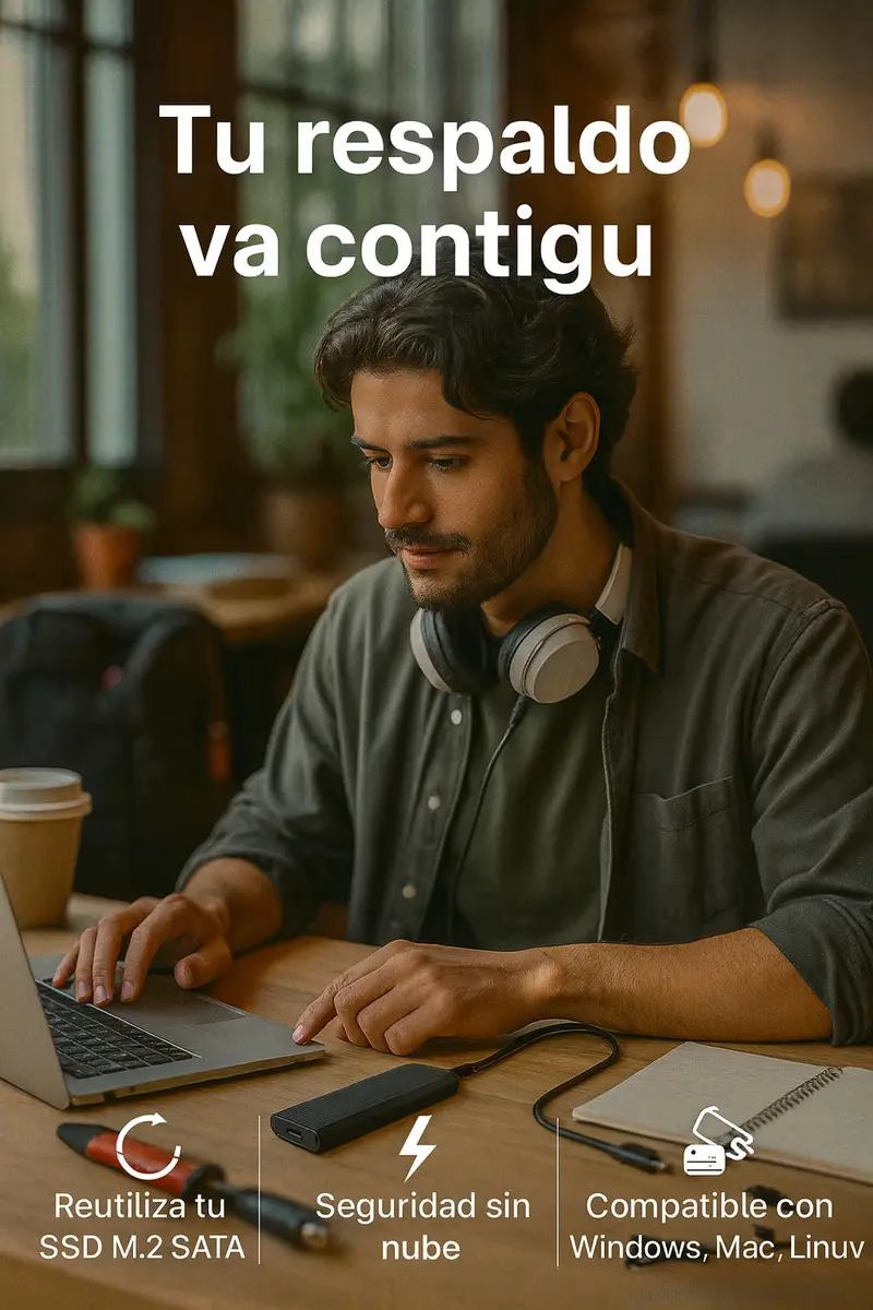 COFRE ADAPTADOR DISCO M.2 SATA A USB-C 3.0 COMPACTO - 4