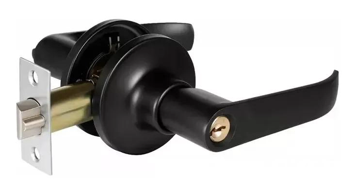 CERRADURA DE MANILLA NEGRA PARA PUERTAS DE ACERO RESISTENTE - 1