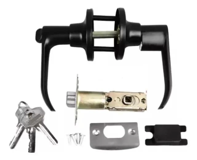 CERRADURA DE MANILLA NEGRA PARA PUERTAS DE ACERO RESISTENTE - 3