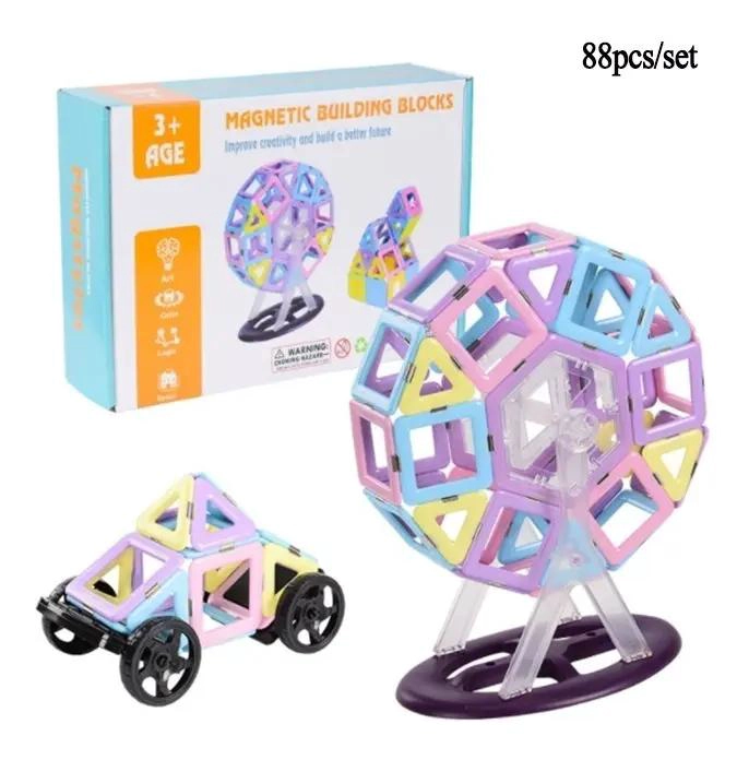 BLOQUES MAGNE TICOS DE CONSTRUCCION EN COLORES PASTEL PARA NIÑOS - 1