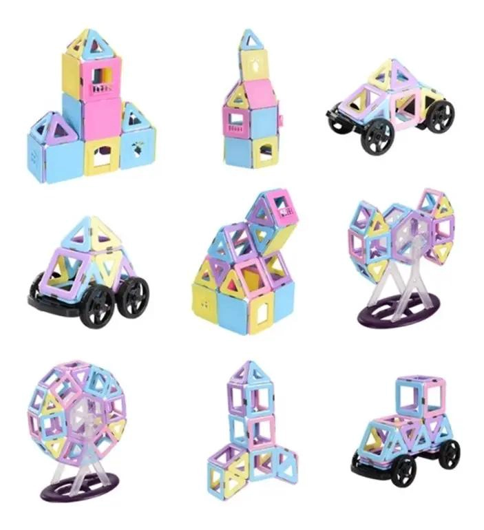 BLOQUES MAGNE TICOS DE CONSTRUCCION EN COLORES PASTEL PARA NIÑOS - 3
