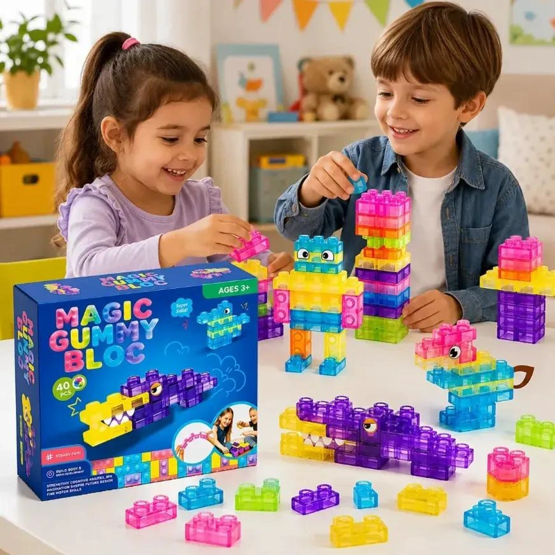 SET DE BLOQUES TRANSLUCIDOS PARA CONSTRUCCION 40 PIEZAS - 4