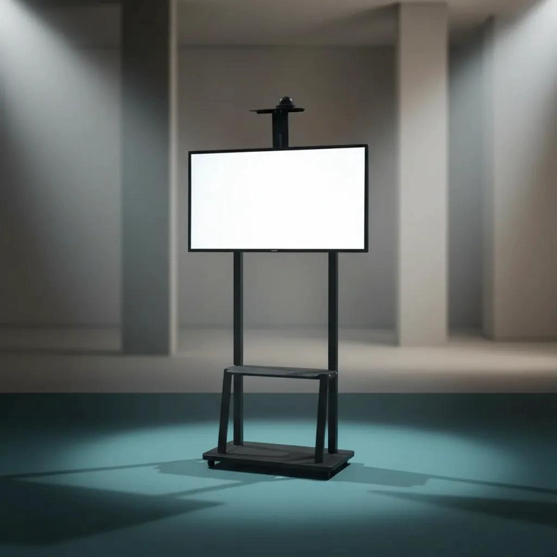 RACK PEDESTAL METALICO PARA TV DE 40 A 75 PULGADAS CON RUEDAS - 8