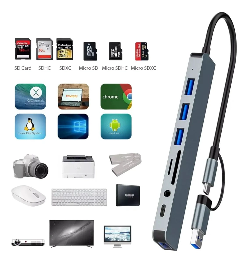 ADAPTADOR HUB USB TIPO C 8 PUERTOS PARA CONECTIVIDAD COMPLETA - 3