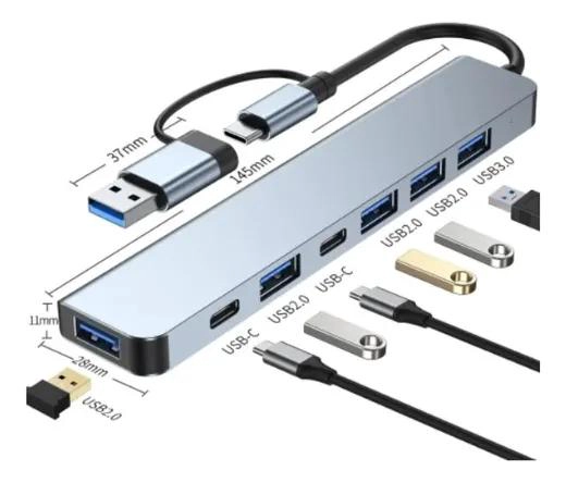 ADAPTADOR HUB USB TIPO C 8 PUERTOS PARA CONECTIVIDAD COMPLETA - 6