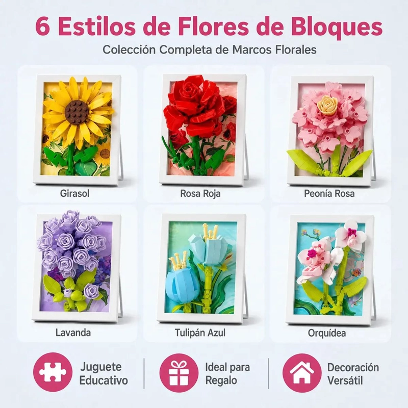 BLOQUES DE CONSTRUCCION DE FLORES PARA DECORACION CREATIVA - 2