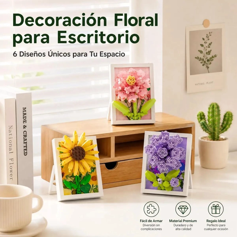 BLOQUES DE CONSTRUCCION DE FLORES PARA DECORACION CREATIVA - 3