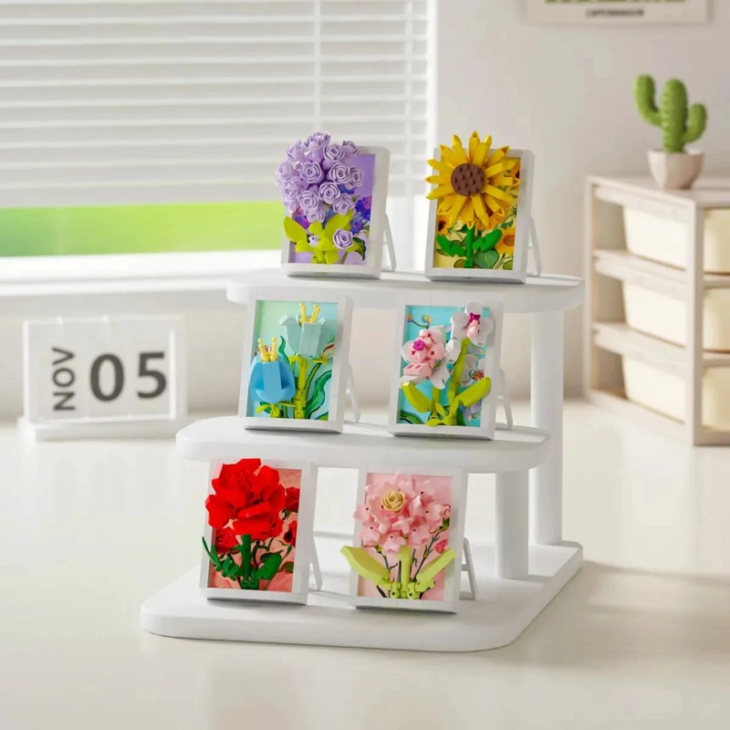 BLOQUES DE CONSTRUCCION DE FLORES PARA DECORACION CREATIVA - 4