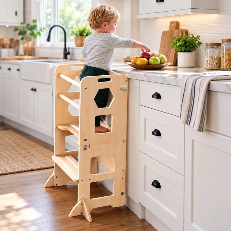TORRE DE APRENDIZAJE MONTESSORI PLEGABLE CON PIZARRA MULTIFUNCIONAL - 2
